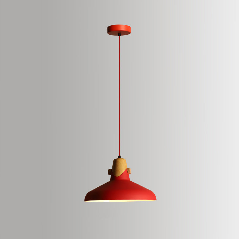 Lámpara colgante de acabado rojo de metal geométrico 1 cabeza vintage colgante luz de techo para restaurante