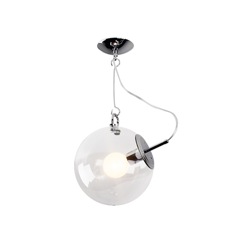 Ball Ceiling Lighting Contemporary Clear Glass 1 Bulb Hanging Pendant Light, 10"/12" Wide