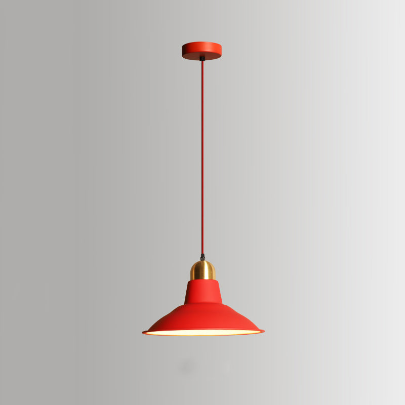 Lámpara colgante de acabado rojo de metal geométrico 1 cabeza vintage colgante luz de techo para restaurante