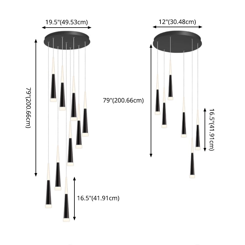 Spiral Hanging Light Fixtures Modern Simple Acrylic Ceiling Pendant for Stairwell