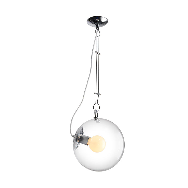 Ball Ceiling Lighting Contemporary Clear Glass 1 Bulb Hanging Pendant Light, 10"/12" Wide