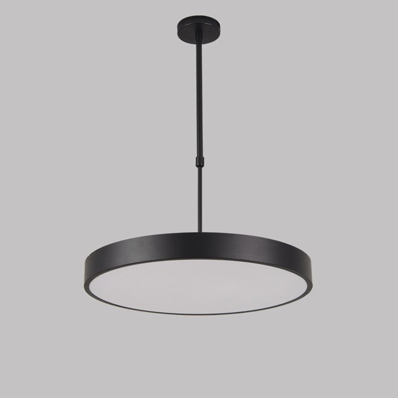 Lampada di sospensione rotonda in altezza regolabile Modern Metal Office LED Luce in nero in nero