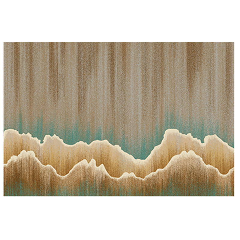 Oriental Ink Printed Rug Color Mixed Polyester Area Carpet Non-Slip Backing Rug for Home Decor