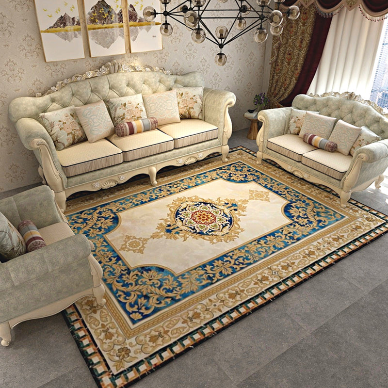 Solid Color Modern Indoor Rug Polyester Marbling Print Carpet Easy Care Rug for Home Decoration