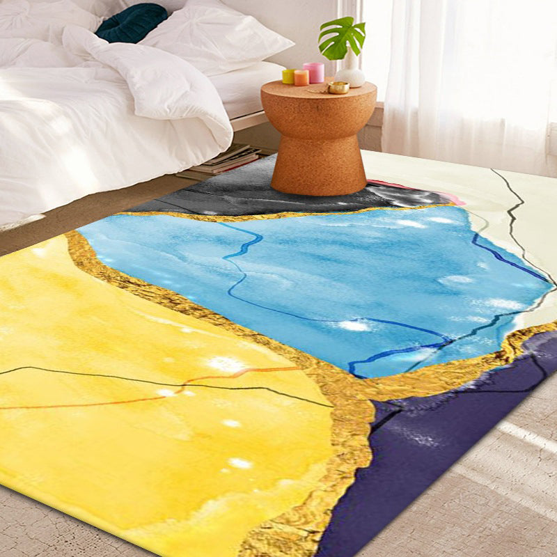 Luxurious Abstract Art Rug Individuality Modern Polyester Rug Colorful Easy Care Stain Resistant Carpet for Home Decor