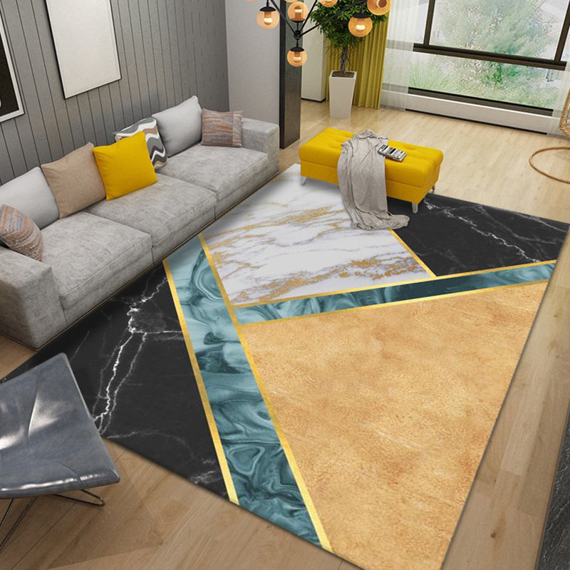 Luxurious Abstract Art Rug Individuality Modern Polyester Rug Colorful Easy Care Stain Resistant Carpet for Home Decor