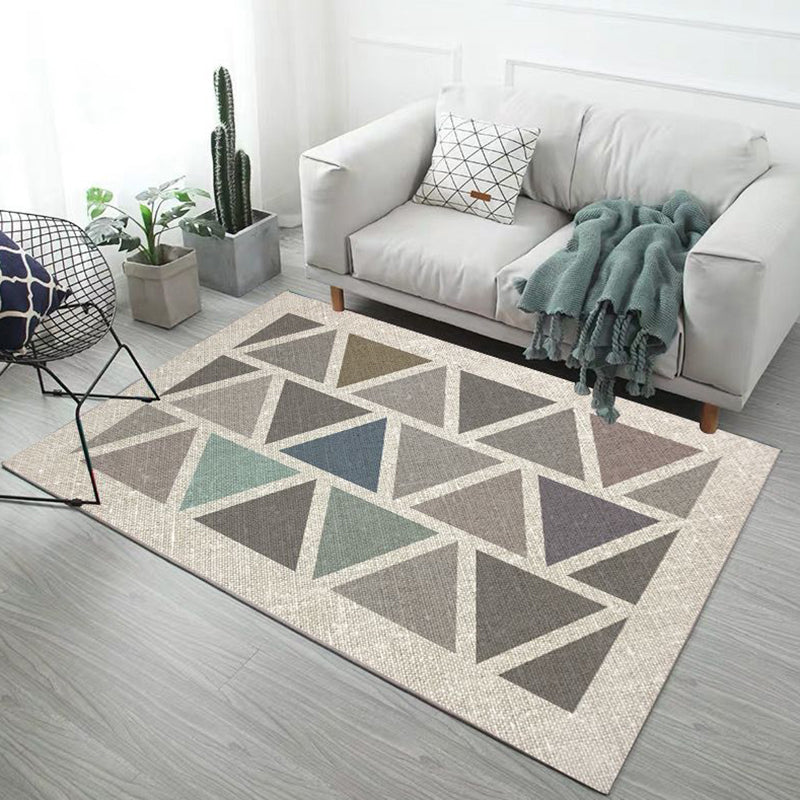Multi-Color Contemporary Rug Triangle Pattern Rug Polyester Non-Slip Backing Carpet for Living Room