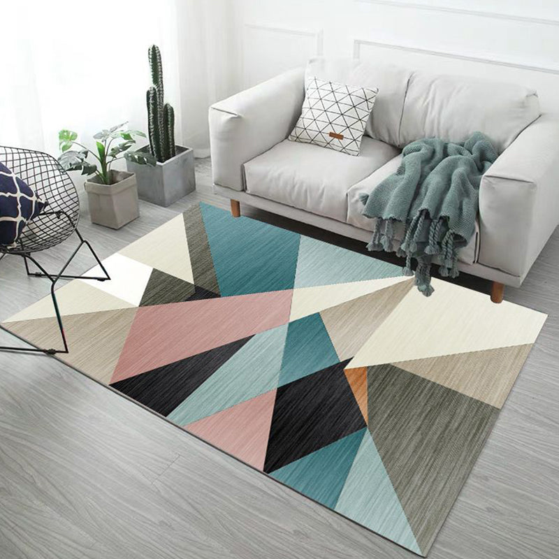 Multi-Color Contemporary Rug Triangle Pattern Rug Polyester Non-Slip Backing Carpet for Living Room