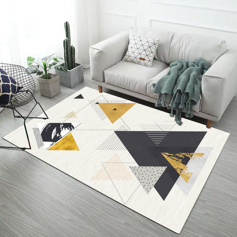 Multi-Color Contemporary Rug Triangle Pattern Rug Polyester Non-Slip Backing Carpet for Living Room