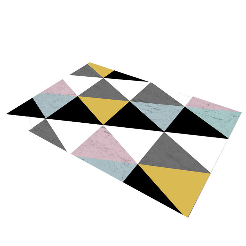 Multi-Color Contemporary Rug Triangle Pattern Rug Polyester Non-Slip Backing Carpet for Living Room