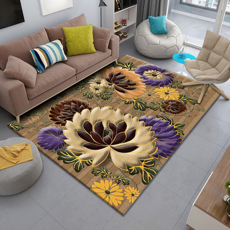 Veelkleurige modern vloerkleed trendy bloemen gedrukt tapijt Niet-slip achterste tapijt voor woningdecoratie