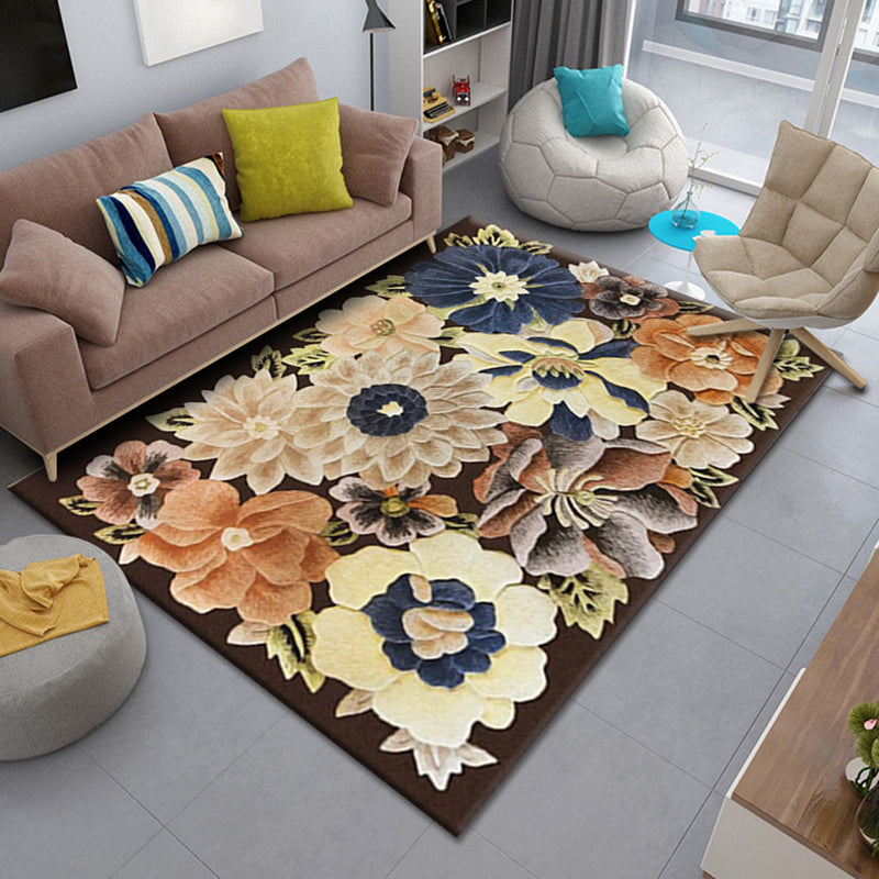 Multicolored Modern Area Rug Trendy Floral Printed Carpet Non-Slip Backing Rug for Home Decor