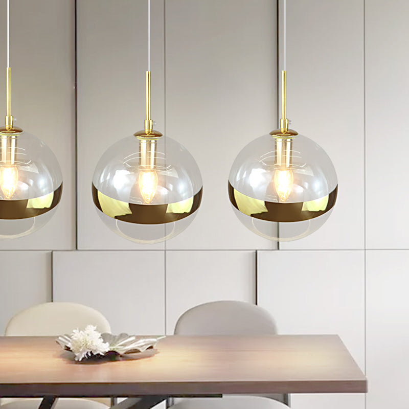 Modernist 1 Bulb Hanging Lamp Gold Sphere Ceiling Pendant Light with Clear Glass Shade
