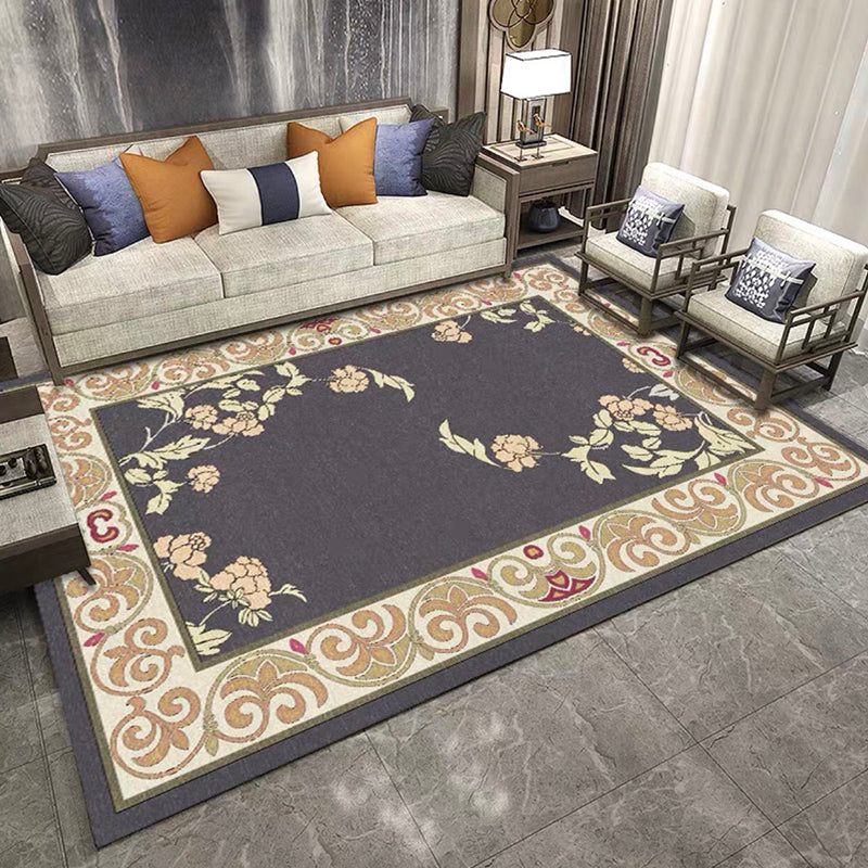 Modern European Pattern Rug Apricot Tone Polyester Carpet Stain Resistant Indoor Rug for Home Decor