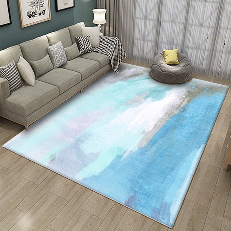 Multi-Color Contemporary Area Rug Simple Watercolor Printed Indoor Rug Polyester Friendly Washable Carpet for Home Decoration