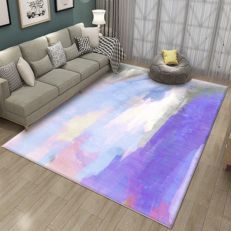 Multi-Color Contemporary Area Rug Simple Watercolor Printed Indoor Rug Polyester Friendly Washable Carpet for Home Decoration