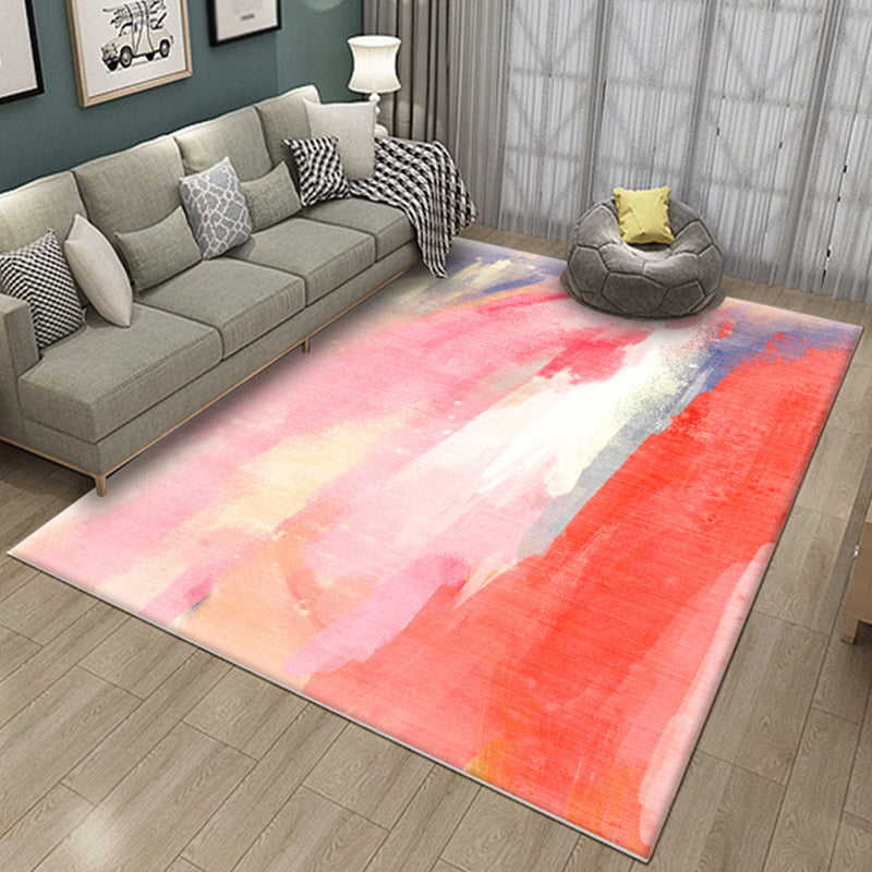 Multi-Color Contemporary Area Rug Simple Watercolor Printed Indoor Rug Polyester Friendly Washable Carpet for Home Decoration