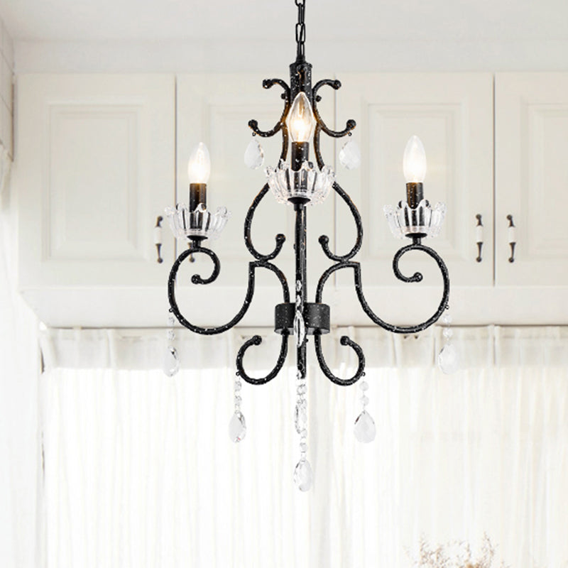 Arming Arm Dining Comedor Candelier CRISTAL CRITAL CABETADO MANO 3/6 CABEZAS NEGRAS COMPLETA DE LUZ