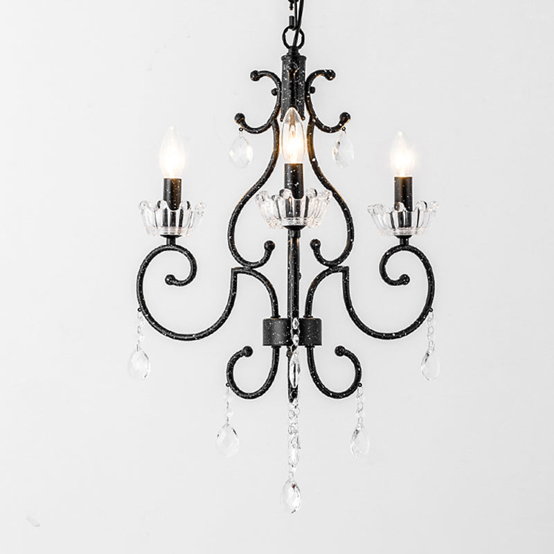 Arming Arm Dining Comedor Candelier CRISTAL CRITAL CABETADO MANO 3/6 CABEZAS NEGRAS COMPLETA DE LUZ