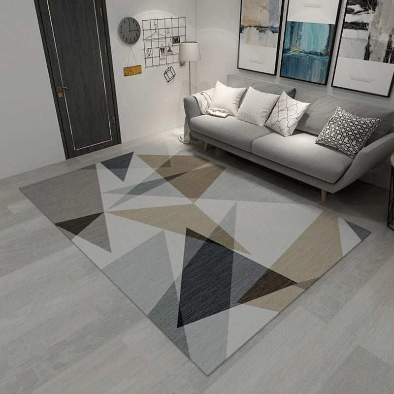 Simplicity Triangle Printed Area Rug Multicolored Modern Area Carpet Polyester Friendly Washable Rug for Home Decoration