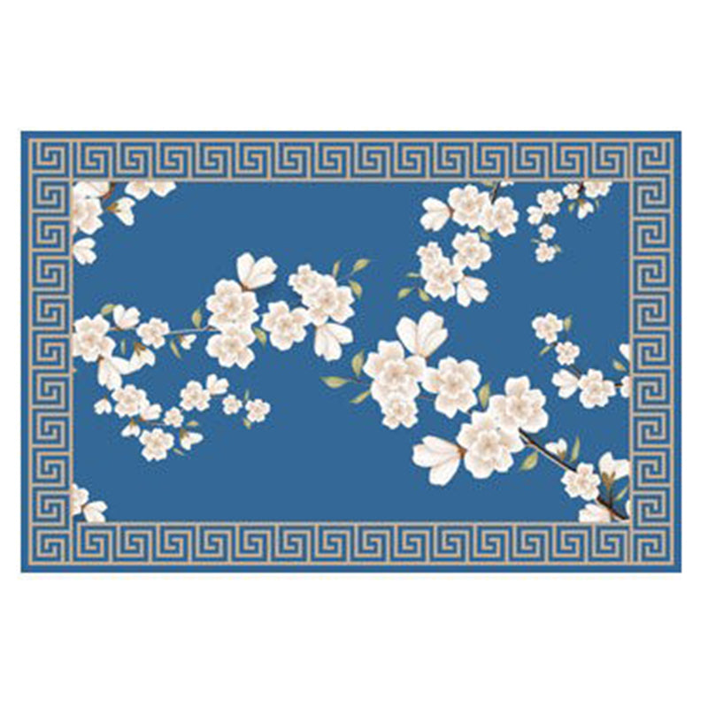 Elegant Light Color Chinese Carpet Polyester Branch Print Indoor Rug Stain Resistant Rug for Home Decor