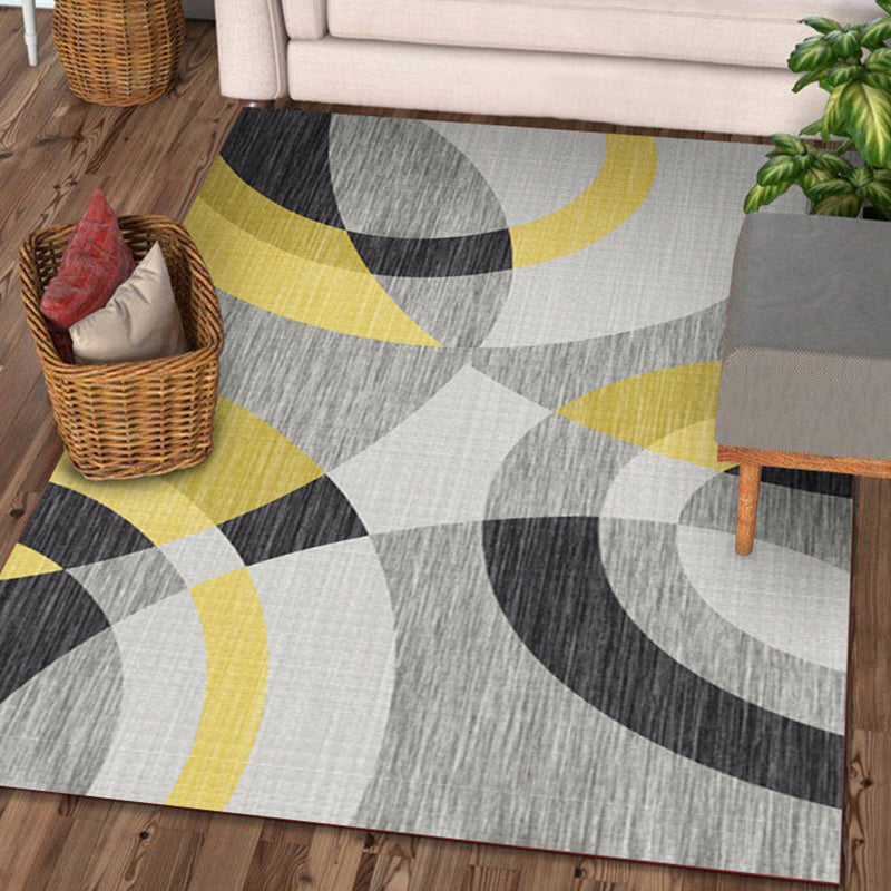 Trendy Asymmetric Geometry Design Rug Simple Contemporary Area Rug Polyester Non-Slip Backing Carpet for Living Room