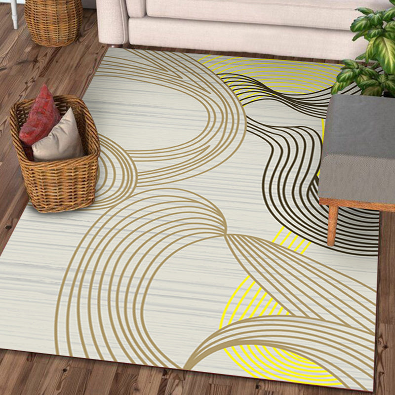 Trendy Asymmetric Geometry Design Rug Simple Contemporary Area Rug Polyester Non-Slip Backing Carpet for Living Room