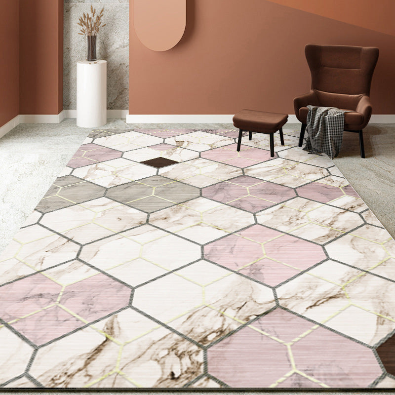 Luxury Marble Surface Indoor Rug Creative Contemporary Rectangle Carpet Polyester Anti-Slip Backing Carpet for Living Room