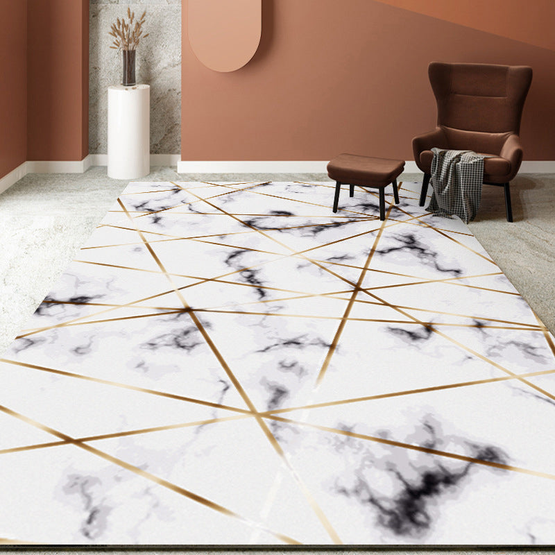 Luxury Marble Surface Indoor Rug Creative Contemporary Rectangle Carpet Polyester Anti-Slip Backing Carpet for Living Room