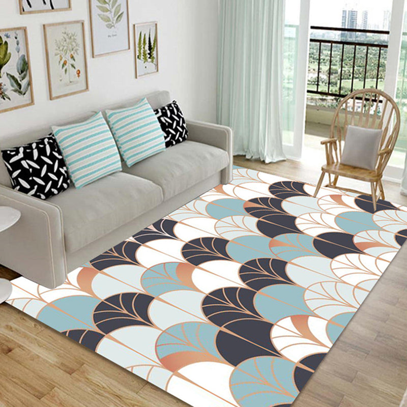 Unverwechselbarer, farbenfroher, moderner Teppich mit Funky-Geometrie-Muster für den Innenbereich, Polyester-Teppich mit rutschfester Rückseite für die Inneneinrichtung