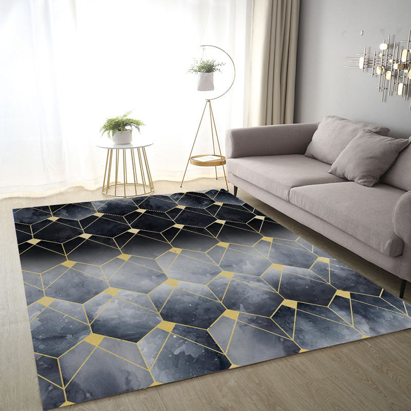 Decorative Geometrical Design Area Rug Funky Contemporary Area Carpet Polyester Non-Slip Backing Rug for Living Room