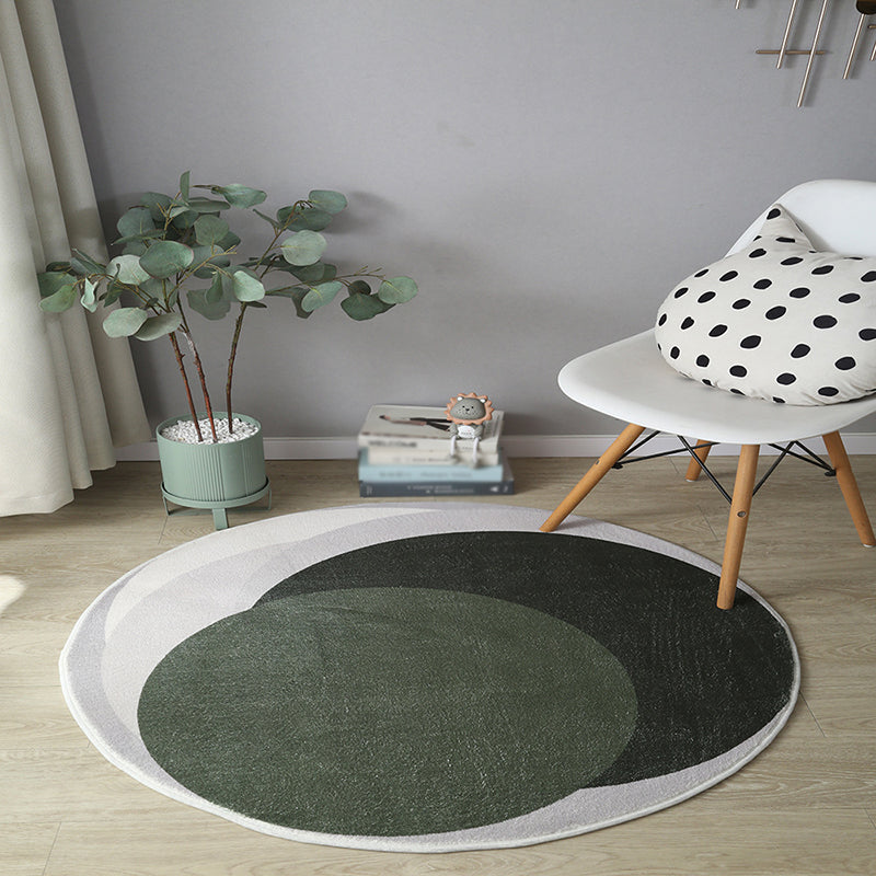 Multicolored Geometry Design Indoor Rug Trendy Contemporary Round Carpet Polyester Anti-Slip Backing Rug for Home Decoration