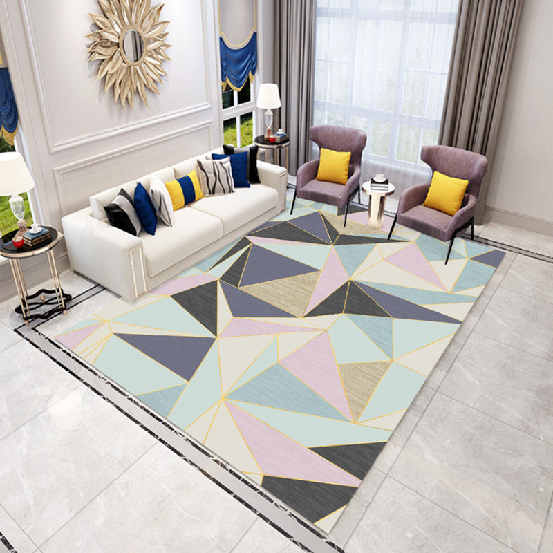 Stylish Triangle Pattern Area Rug Simple Contemporary Polyester Carpet Rectangle Stain Resistant Carpet for Living Room