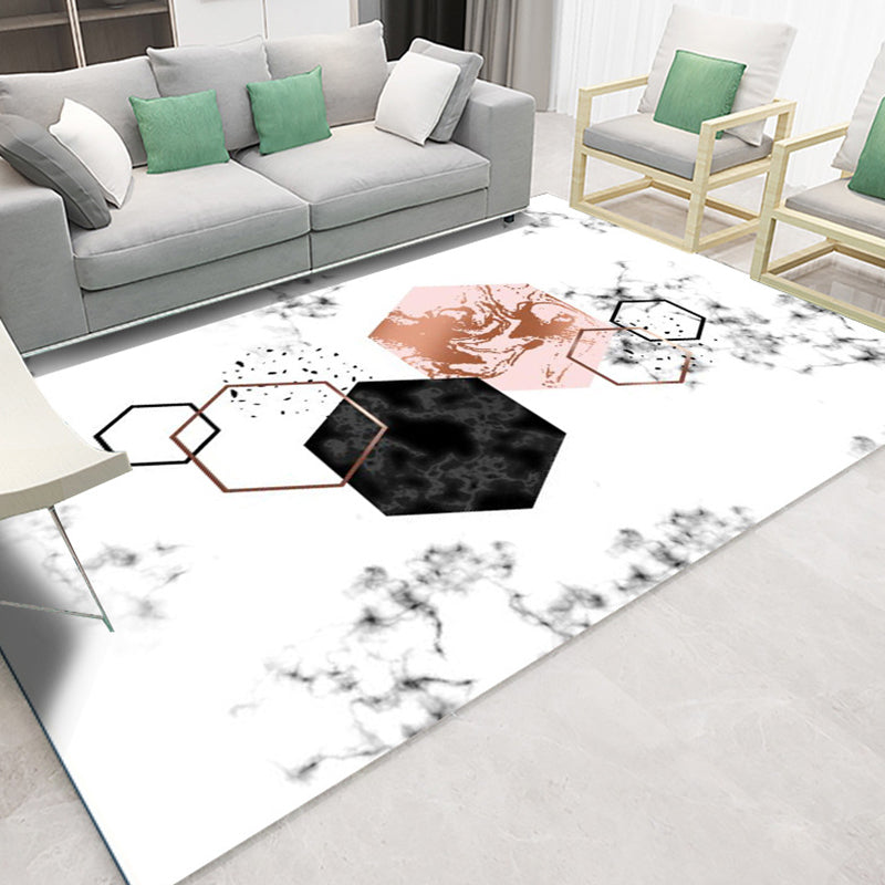 Trendy Marble Surface Print Rug Contemporary Creative Area Rug Polyester Friendly Washable Carpet for Home Decoration