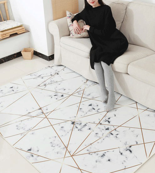 Trendy Marble Surface Print Rug Contemporary Creative Area Rug Polyester Friendly Washable Carpet for Home Decoration