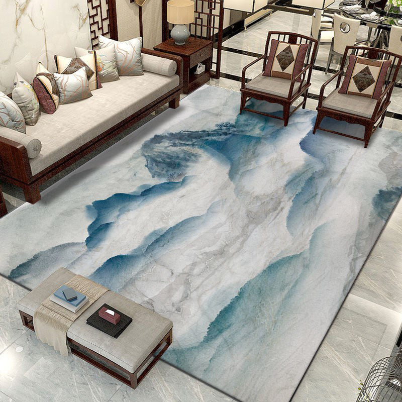 Color Mixed Vintage Indoor Rug Polyester Ink Effect Carpet Easy Care Rug for Home Decoration