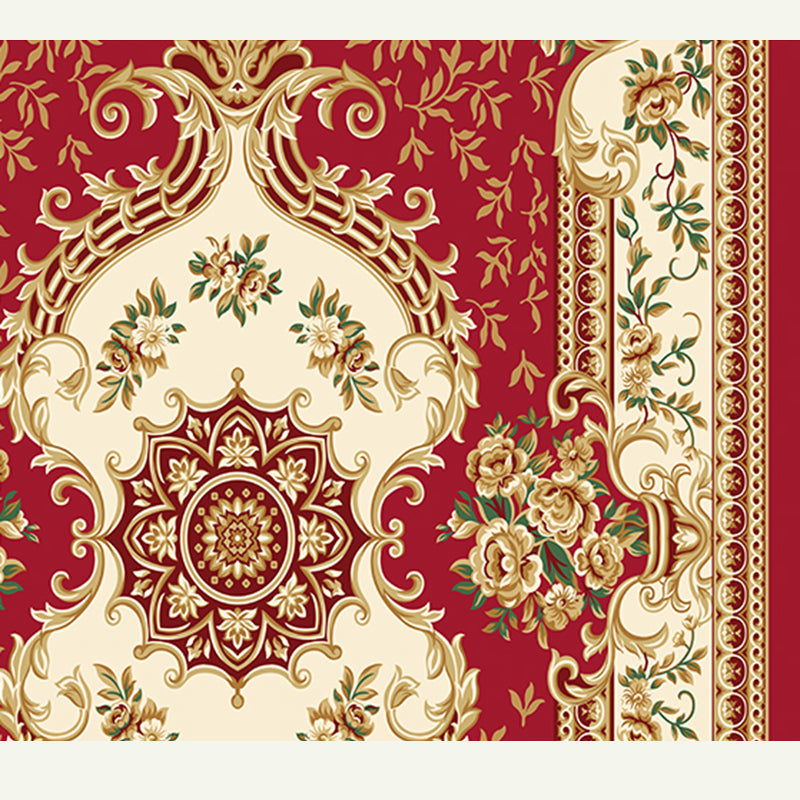 Blue Tone Modern Area Carpet Polyester Floral Printing Indoor Rug Easy Care Carpet for Home Decoration