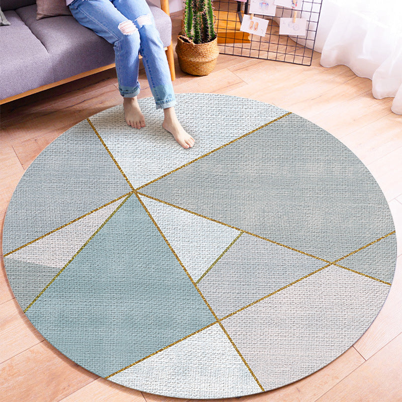 Multi-colour moderne ronde tapijt trendy geometrie patroon gebied tapijt polyester polyester gemakkelijke verzorging niet-slip achterste tapijt voor woningdecoratie