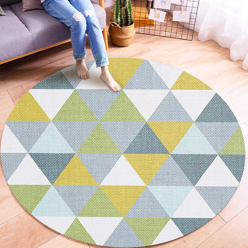 Multi-colour moderne ronde tapijt trendy geometrie patroon gebied tapijt polyester polyester gemakkelijke verzorging niet-slip achterste tapijt voor woningdecoratie