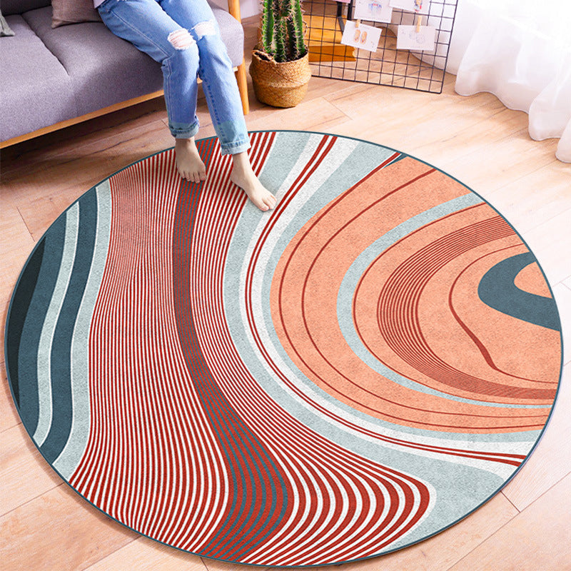 Multi-colour moderne ronde tapijt trendy geometrie patroon gebied tapijt polyester polyester gemakkelijke verzorging niet-slip achterste tapijt voor woningdecoratie
