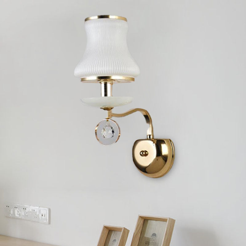 Lámpara de pared de campana de vidrio blanco vintage 1/2 cabezas de sala de estar LED LIGE LIGHTIVE con acento de cristal
