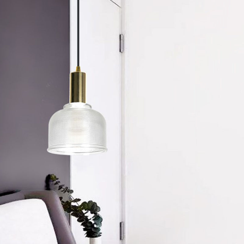 Dome Hanging Light Modernism Amber/Clear Glass 1 Bulb Living Room Pendant Lighting Fixture