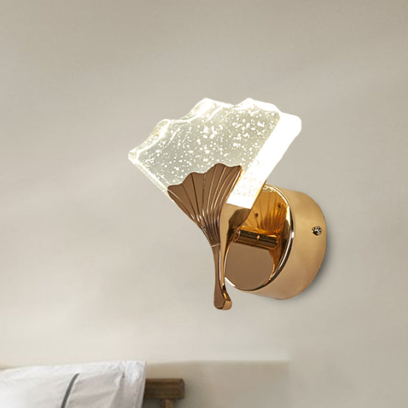 Ginkgo Bedroom Wall Sconce Light Vintage Bubble Crystal 1/2 Heads Gold LED Wall Lighting in Warm/White Light