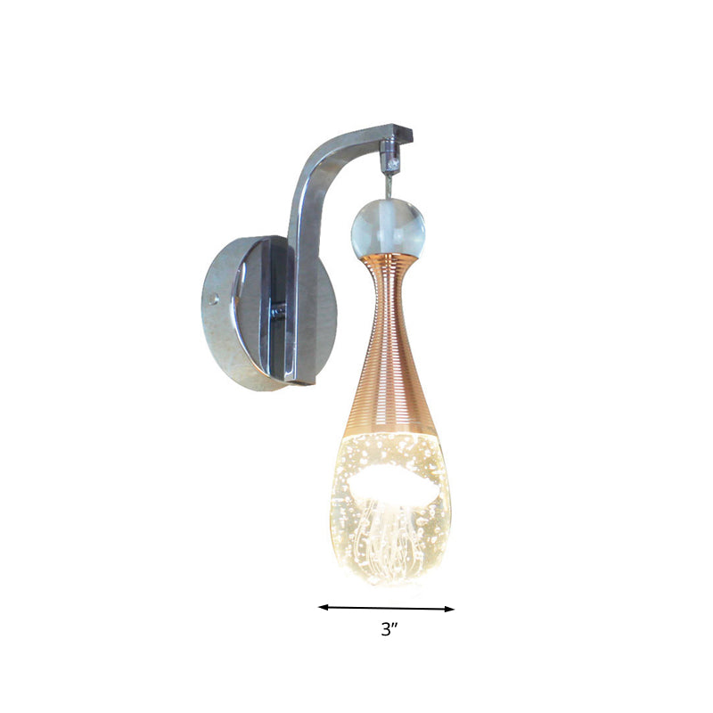 Luce di funce a parete a led cromata tradizionalismo bolla di cristallo lampada da parete a parete in luce calda/bianca