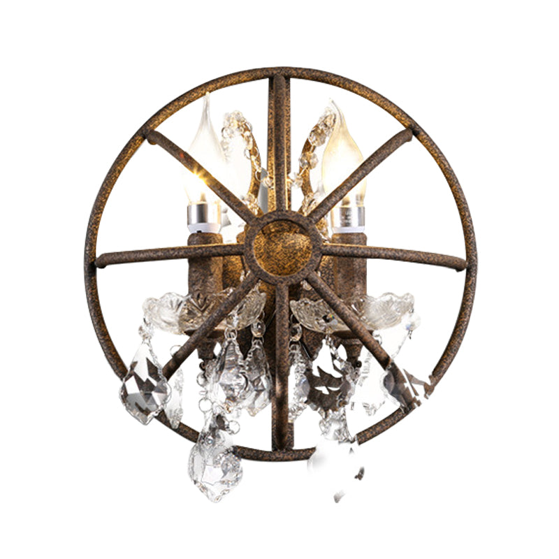 Tradicionalismo Vela de vela Ligera de lámpara 2 cabezas Iluminación de pared LED de metal con acento de cristal en óxido