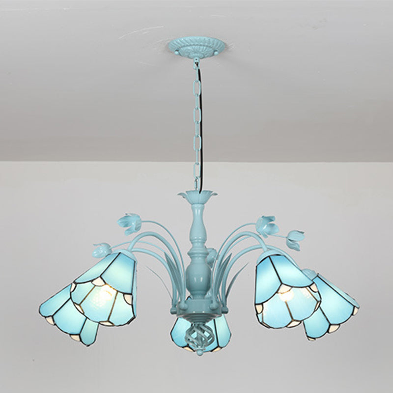 Pendant Conical Chandelier Lumière 3/6/8 LUMIÈRES TOLÉS VOIE BAROQUE MOTE DE LAMPE PROSIBLE EN BLEU / BLEU DARK POUR LE SOIR