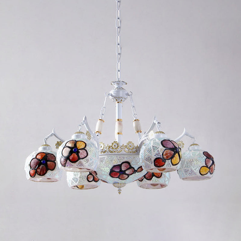 Éclairage d'éclairage de lustre de fleur Tiffany Tachage d'art tachée