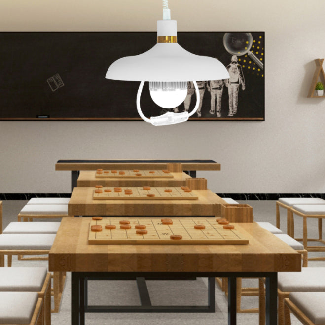 1 Light Round Round Pendants Lighting Metal Industrial Metal Prowing Lamping avec poignée de traction