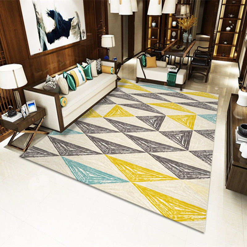 Aesthetic Contemporary Rectangle Rug Simplicity Geometry Pattern Indoor Rug Polyester Washable Indoor Carpet for Home Decor