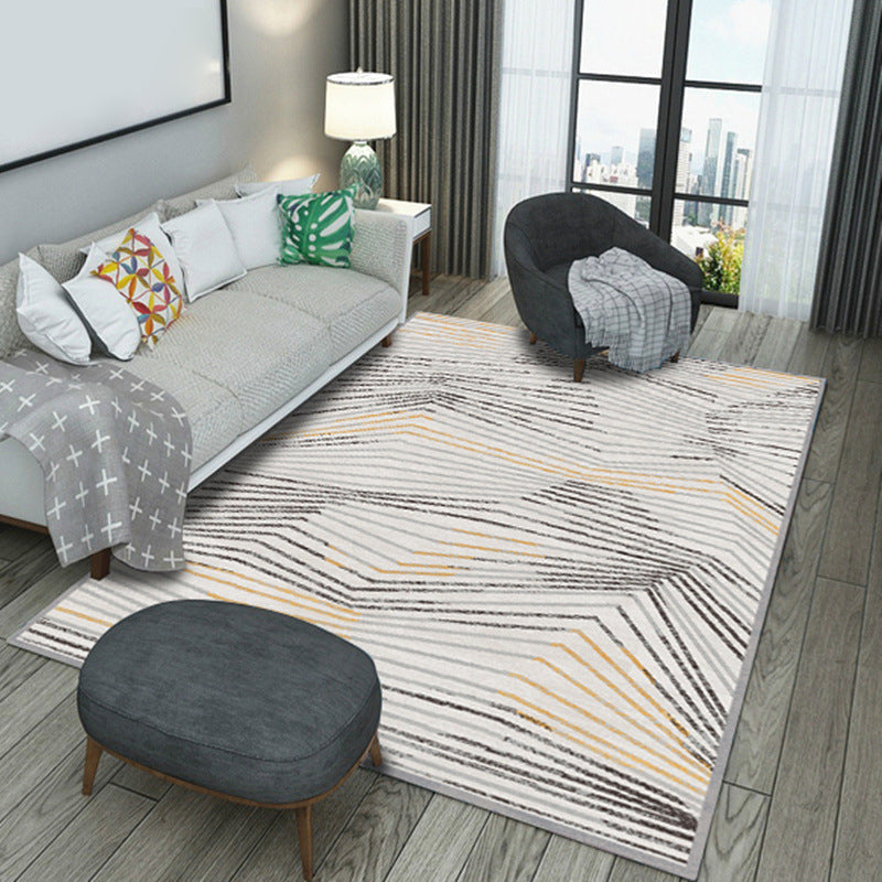 Simplicity Geometry Design Indoor Rug Soft Contemporary Polyester Carpet Rectangle Stain Resistant Carpet for Home Decor